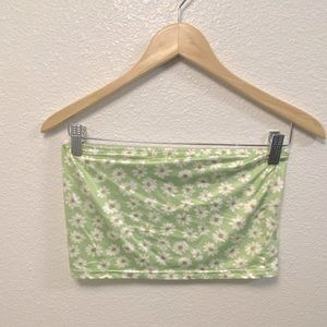 Green flower bandeau top